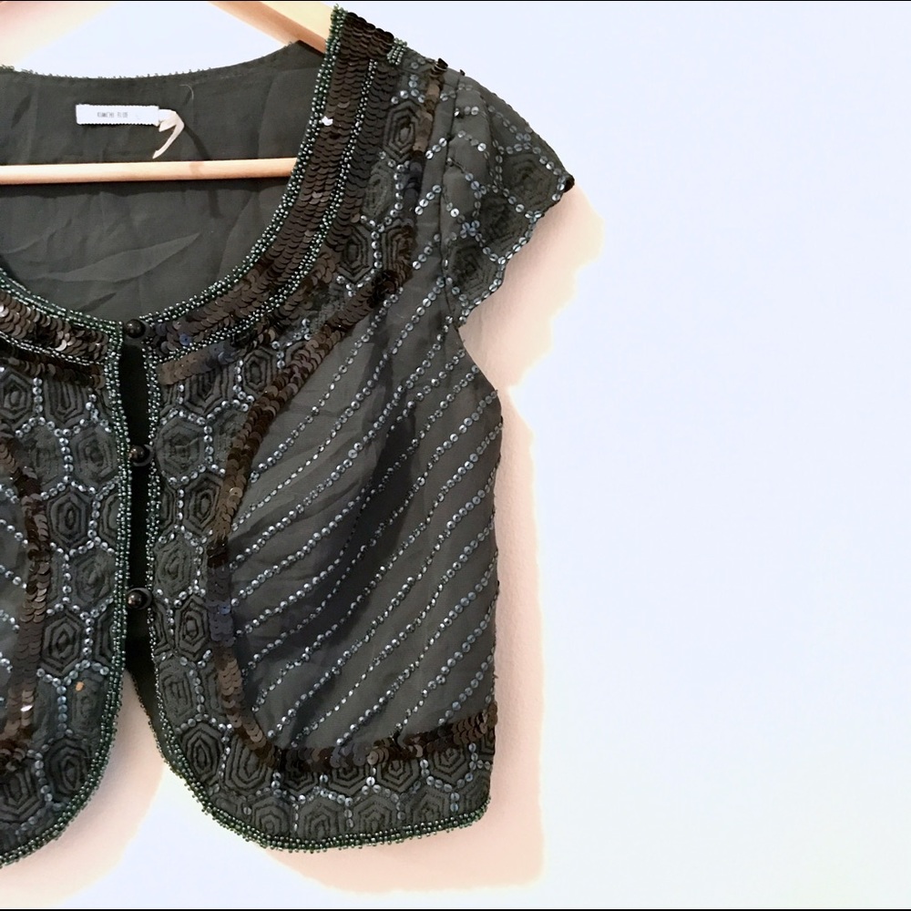 Beaded Button-up Crop Top
