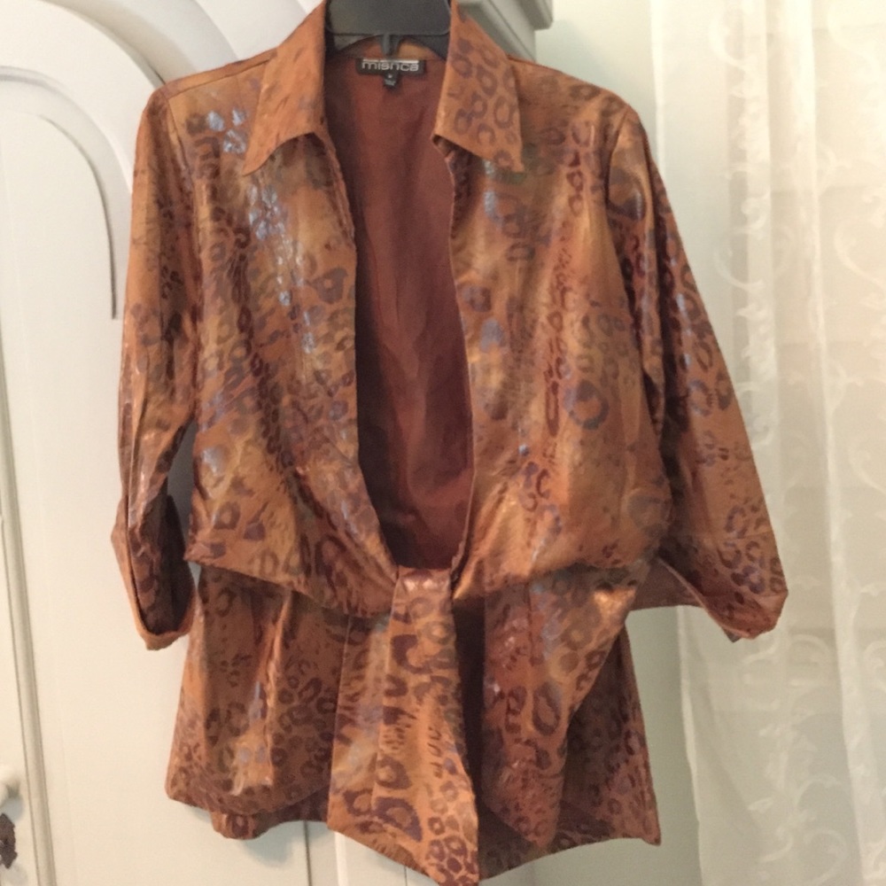 Faux leather blouse