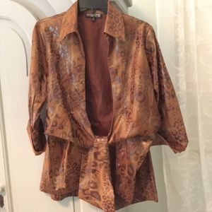Faux leather blouse