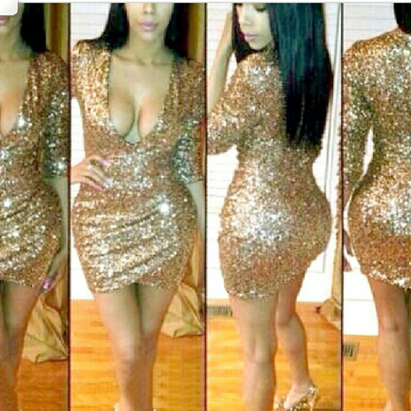 Dresses & Skirts - CLEARANCE!!Deep V Sequin Minidress