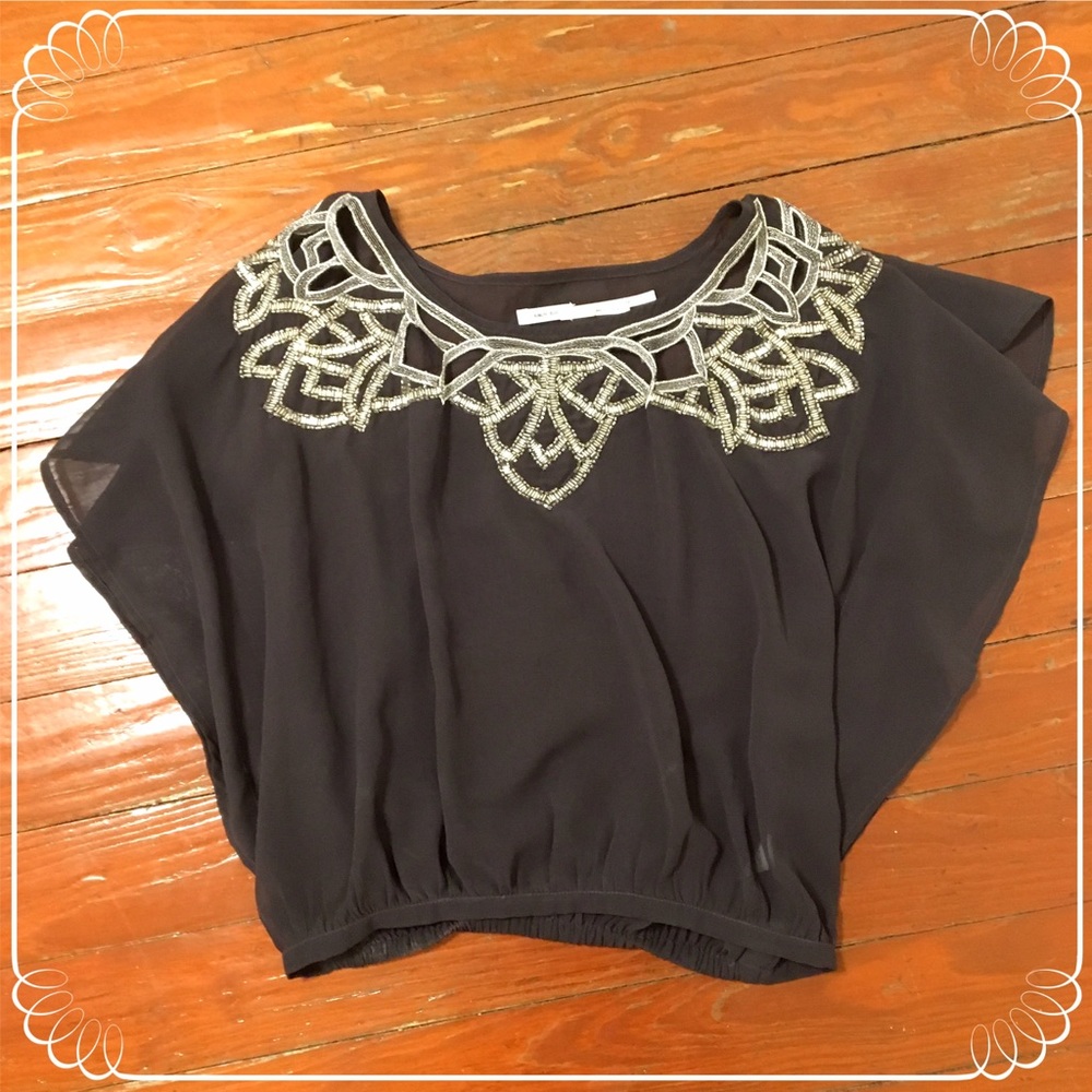 SOLD😱 Kimchi Navy/Charcoal Beaded Top
