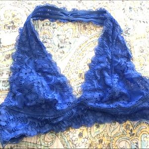 FREE PEOPLE Lace Halter Bralette in Blue! NWOT