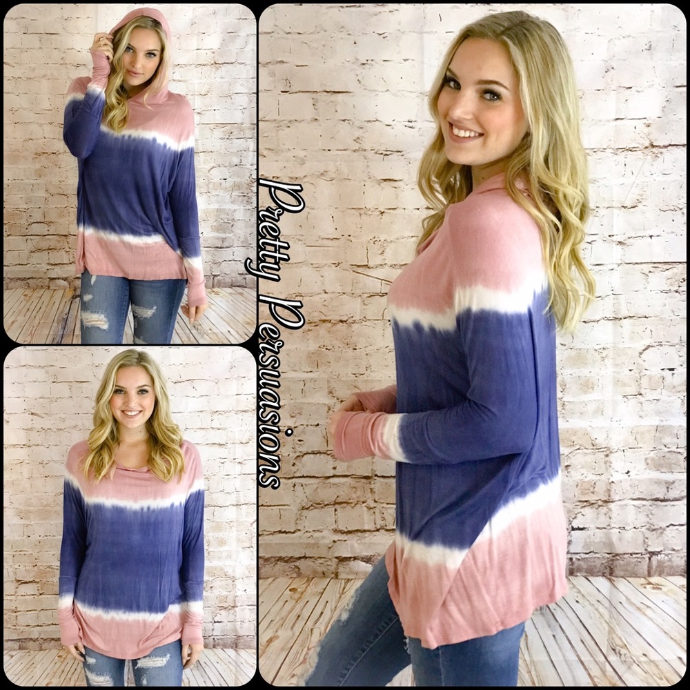 CLEARANCE‼️ Tie Dyed Long Slv Oversized Hooded Top - Picture 3 of 4