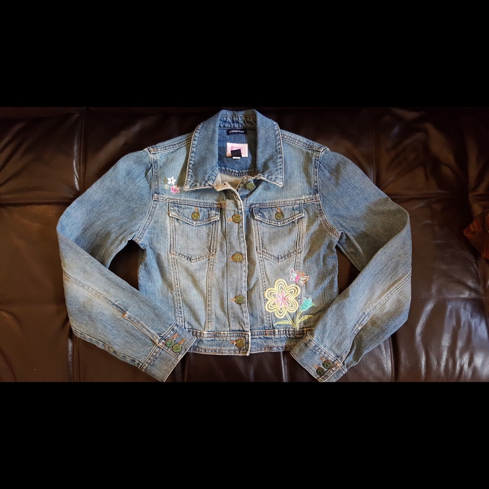 Gap Girls Embroidered Denim Jacket - size Medium