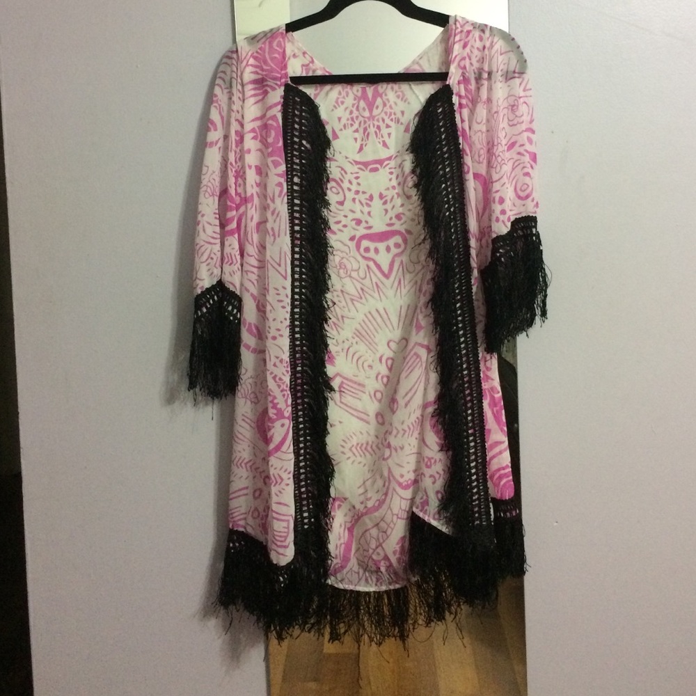 Pink and white kimono