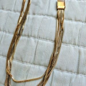 Long Gold Multi-strand Statement Necklace