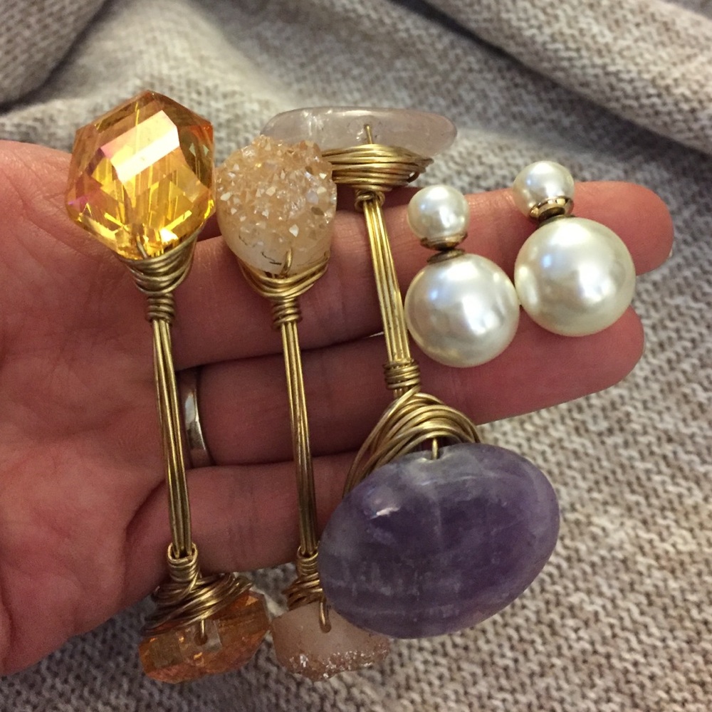 Unique Bracelets & Double Sided Pearl Earrings