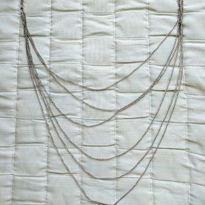 Long Silver Multi-strand Statement Necklace
