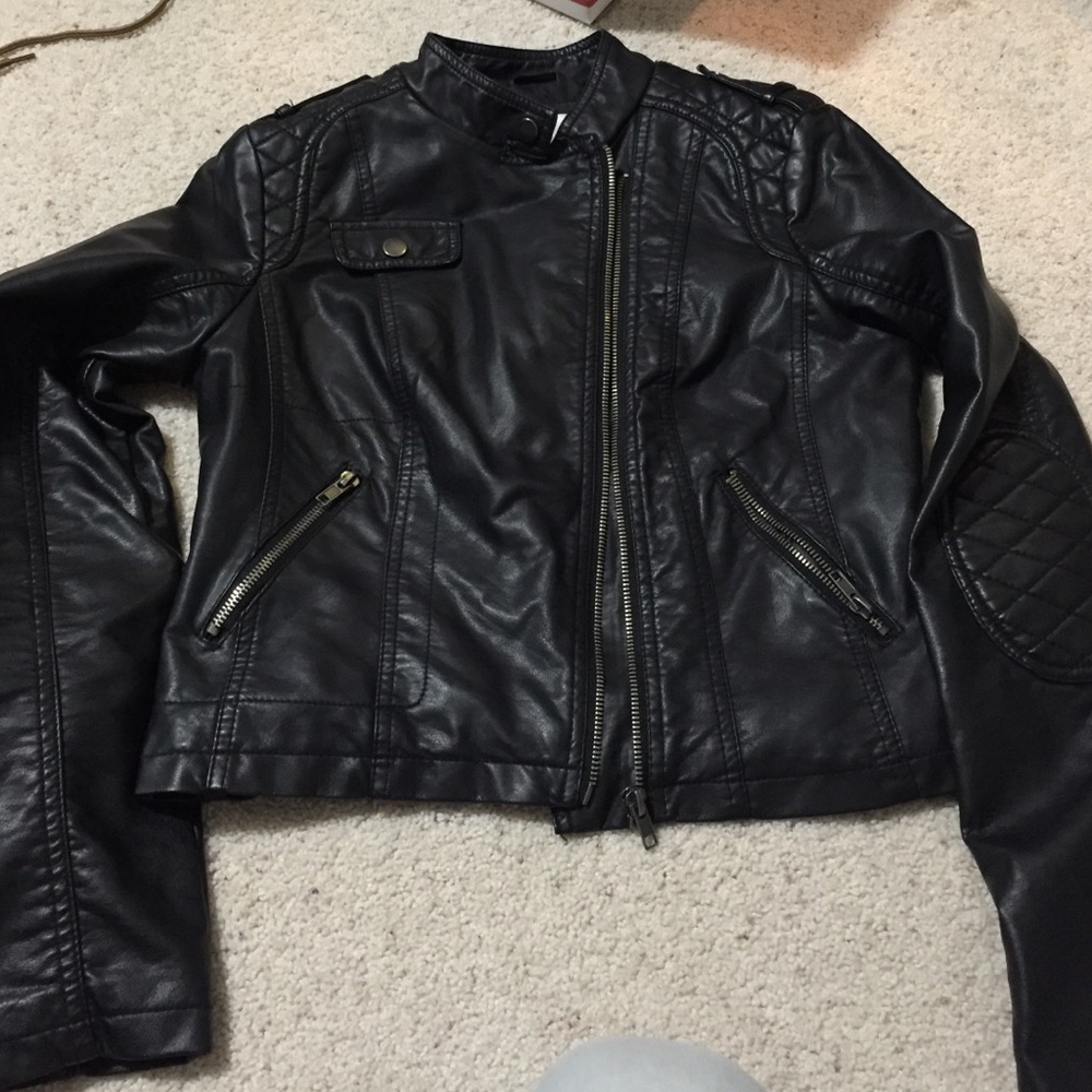 Faux black leather jacket