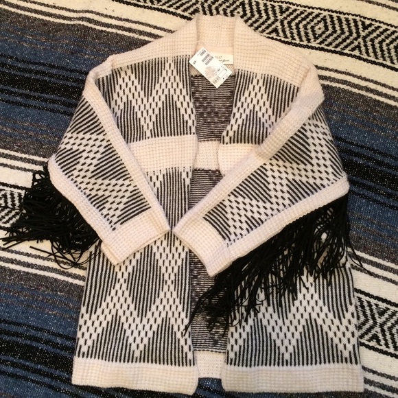 L.O.G.G BY H&M Sweaters - NWT H&M  UNIQUE BLACK/WHITE SWEATER WITH FRINGE!