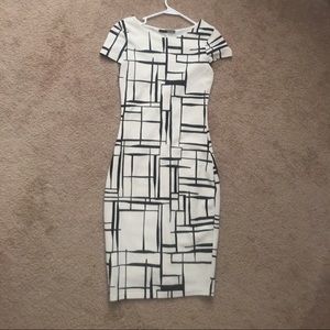 Lulu's White & Black Midi Dress