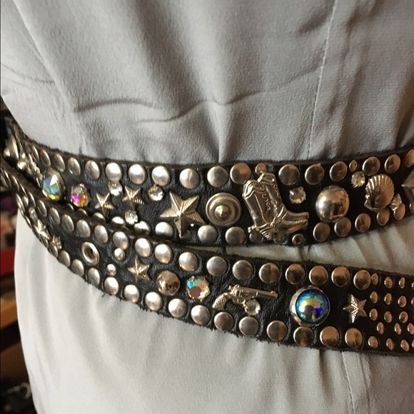 Embellished Leather Studded Belt