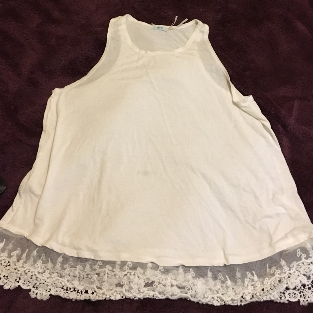 White tank top with a sheer lace bottom