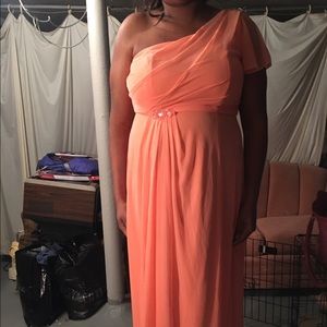 Salmon colored full length gown