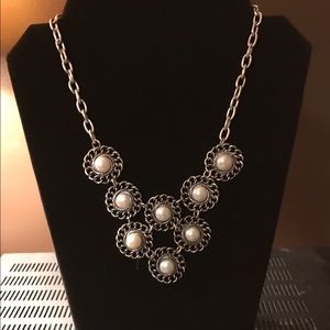 White stone and silver necklace