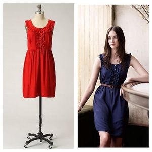 Anthropologie Maeve Red Ruffle Musings Dress