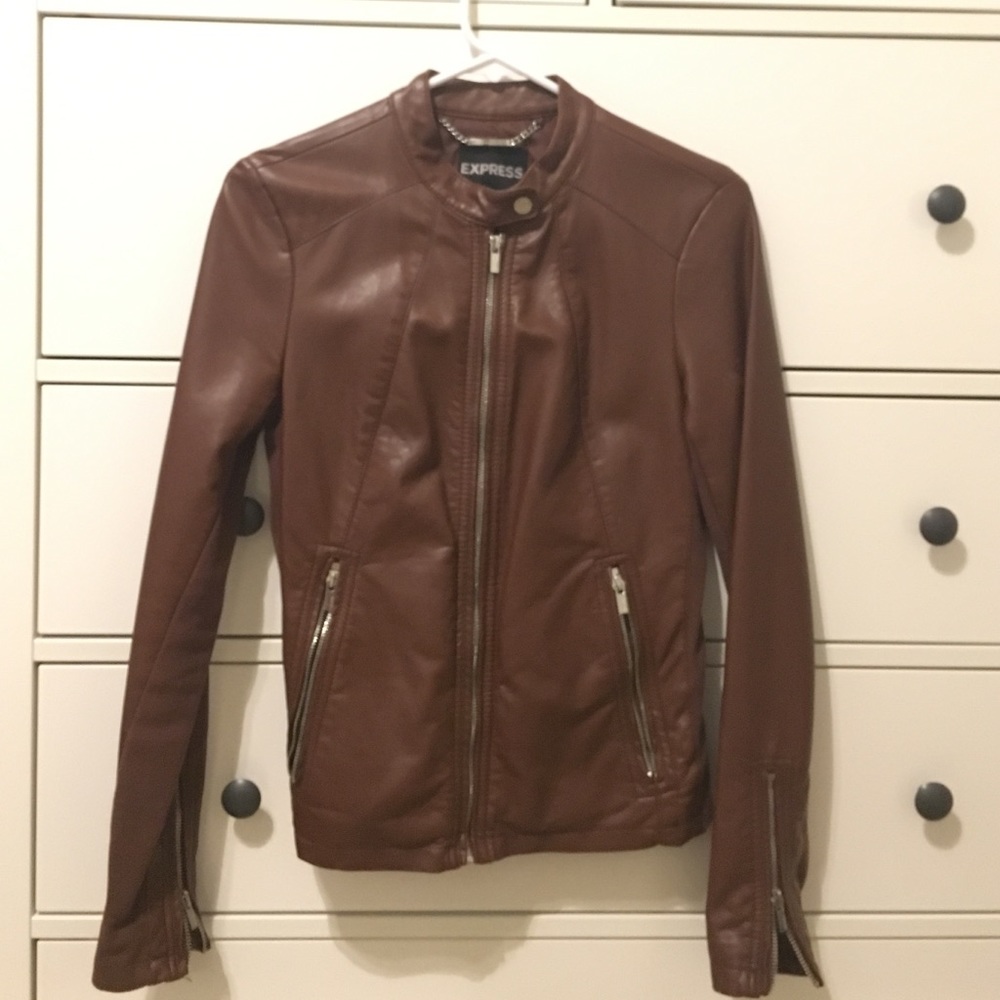 Express women's brown leather jacket