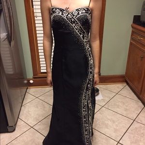 Black beaded prom, formal, or ball dress
