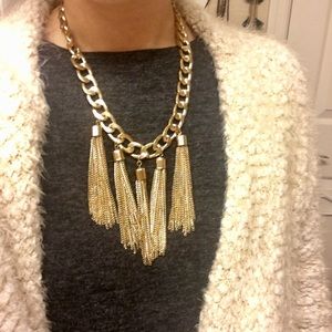 Gold tassel statement necklace