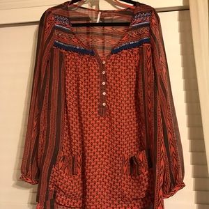 Free People beaded sheer blouse