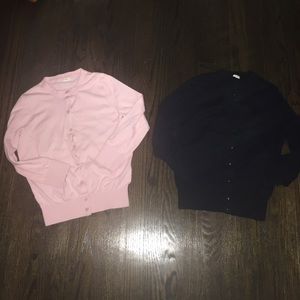 Two J crew Cardigans Pink and Navy Size XS