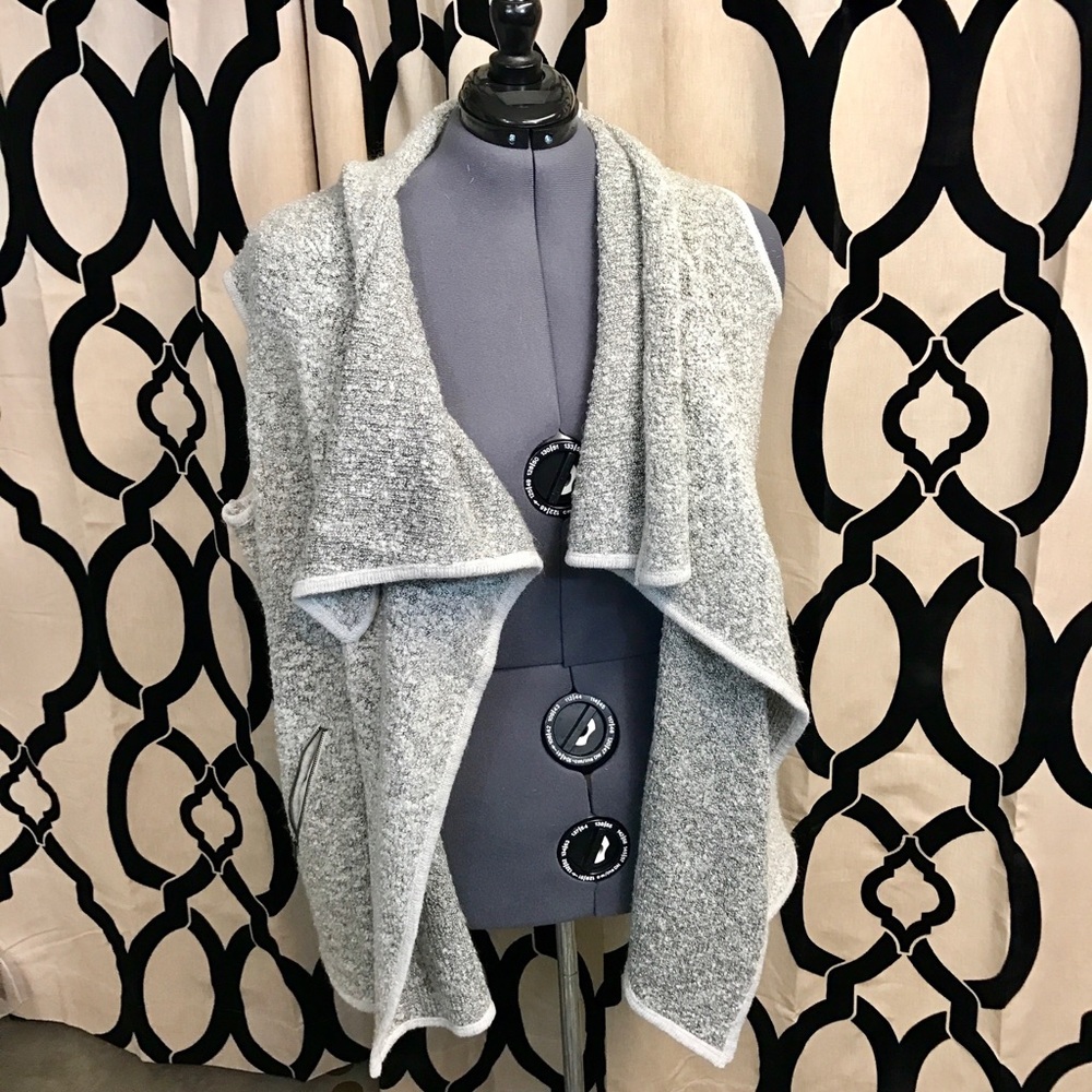 Warm Grey Long Vest w/ Pockets