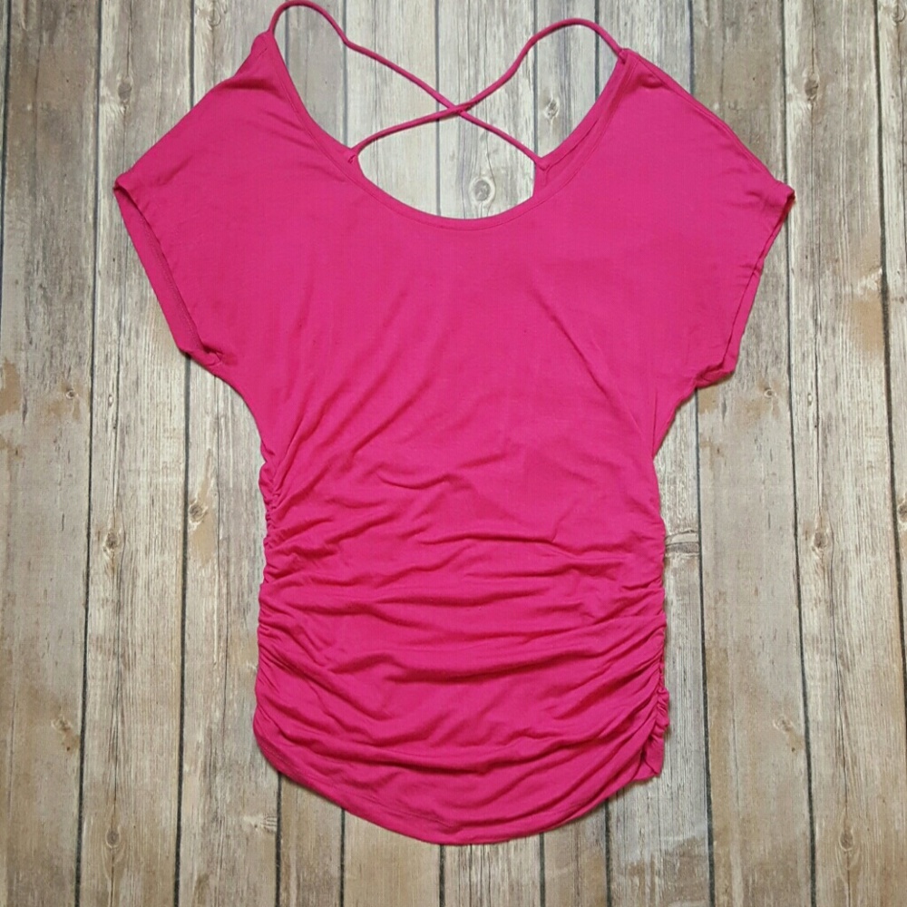 Pink T-shirt with criss cross back Like new
