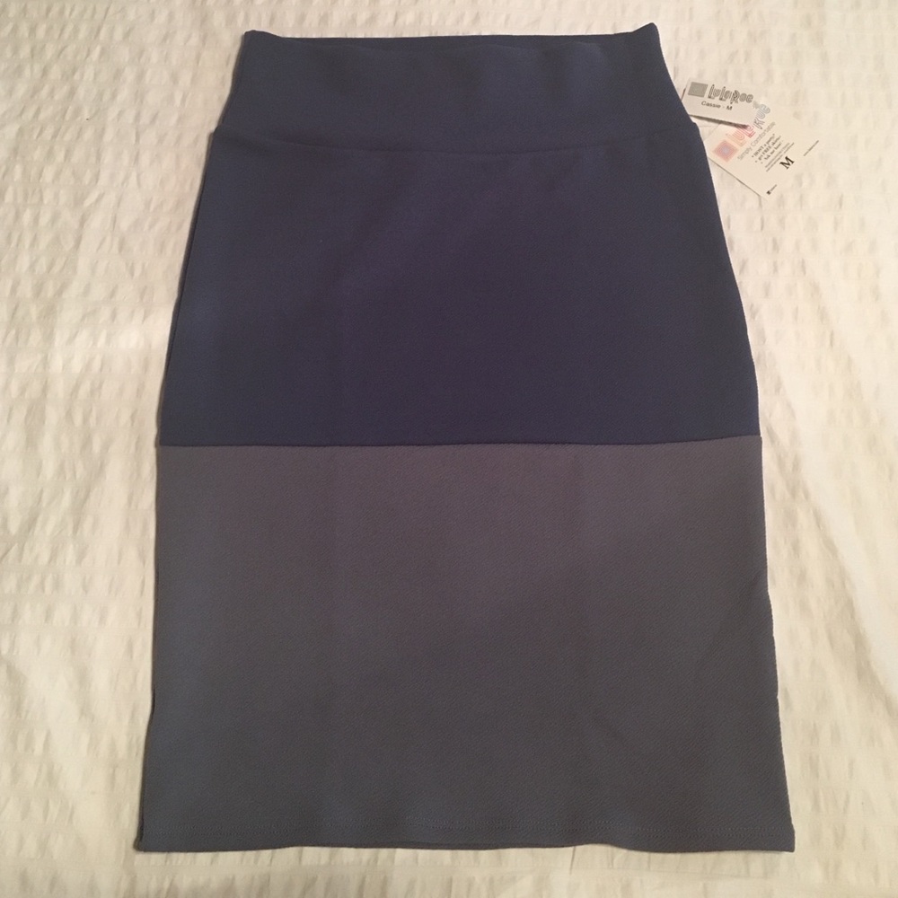Lularoe Medium Cassie  Slate Blue and Grey Skirt