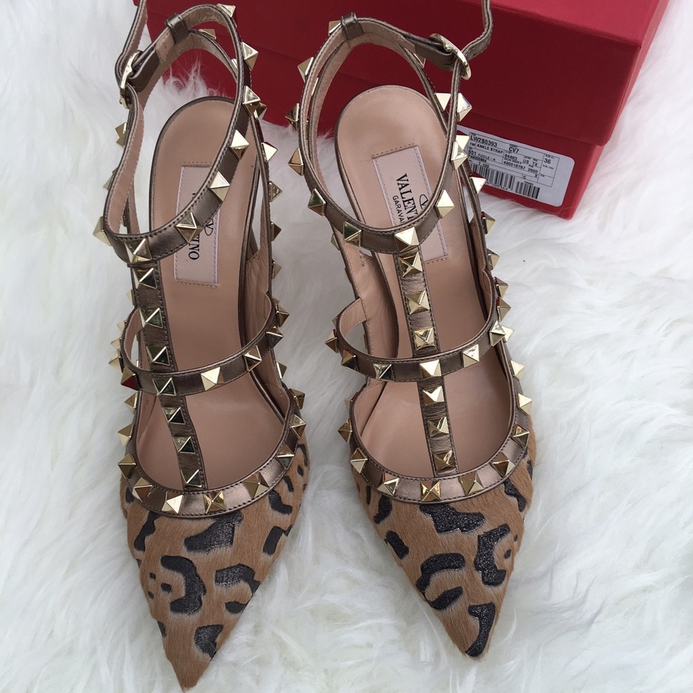 Valentino rockstud leopard heels pump 36 bronze - Picture 1 of 4