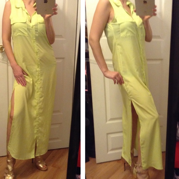 Victoria's Secret neon yellow maxi dress M - Picture 2 of 4