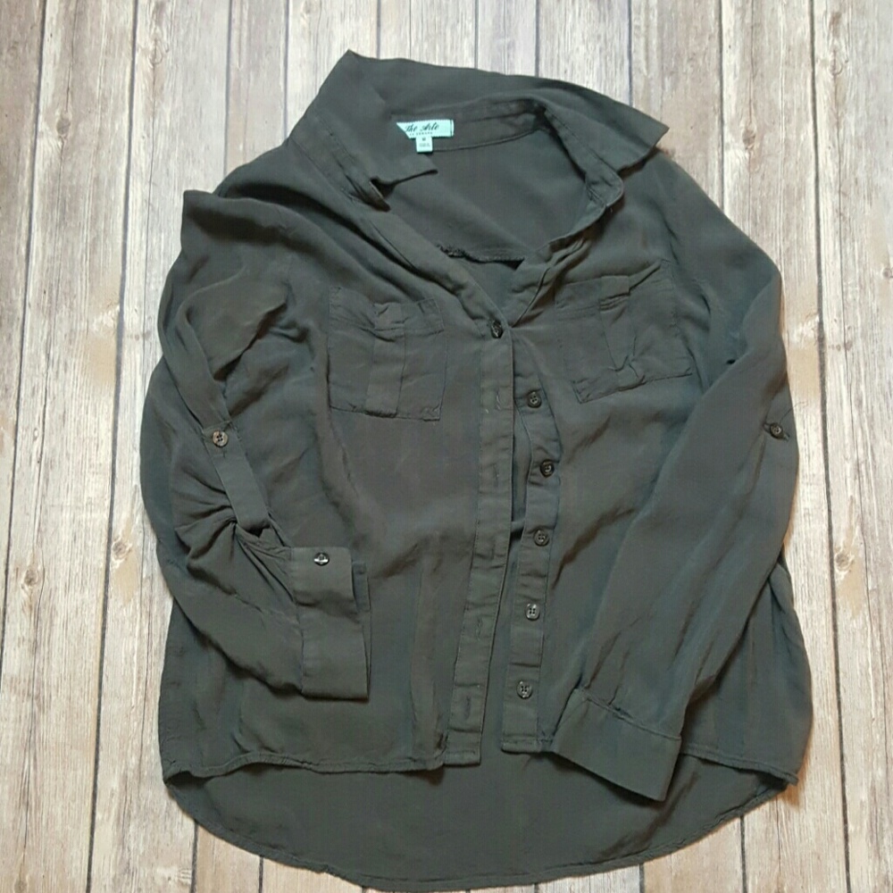 Dark Green Loose Button Up