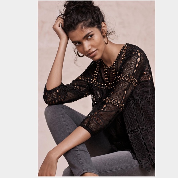Anthropologie Tops - NWT Anthropologie Maeve black lace top