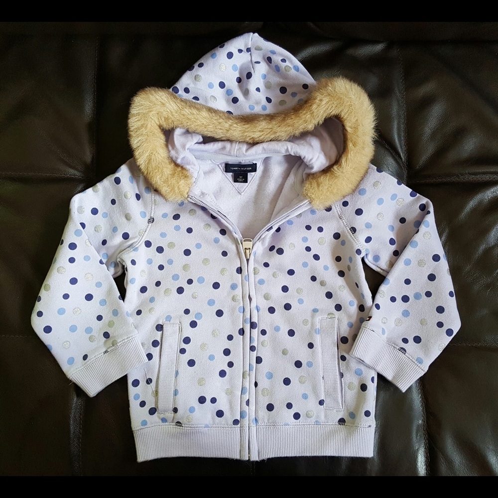 Tommy Hilfiger Girls Faux Fur Hoodie - 3T