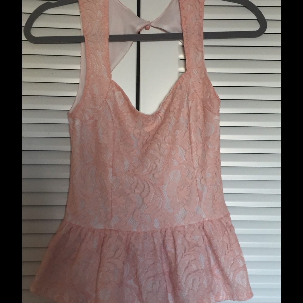 Charlotte Russe | Blush pink lace peplum top