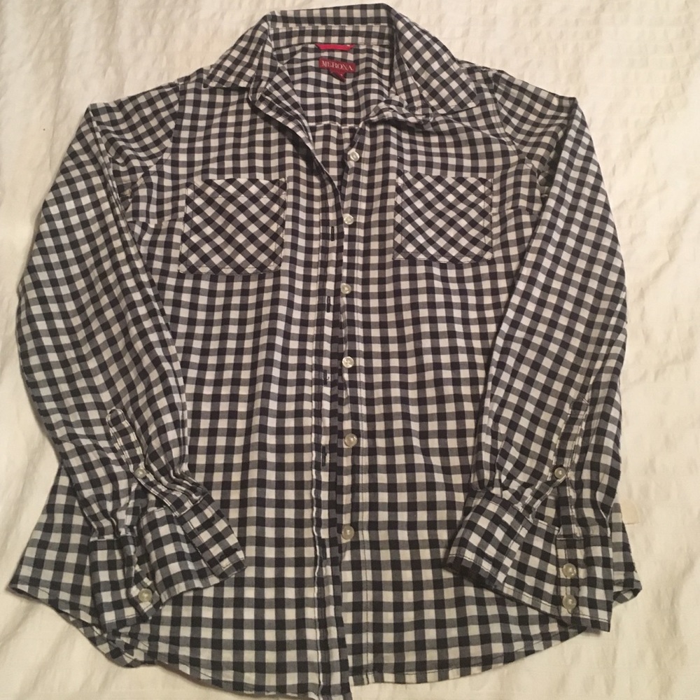 Navy and White Gingham Shirt