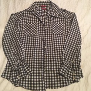 Navy and White Gingham Shirt