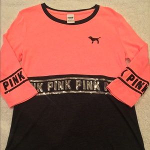 Victoria's Secret PINK 3-Quarter Length Sequin Top