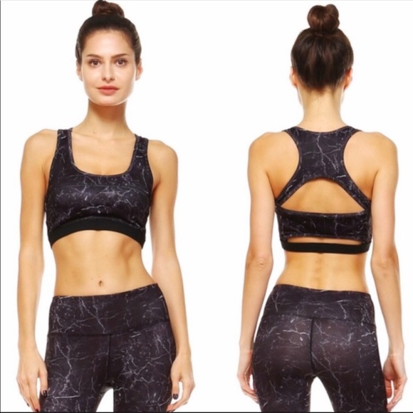 SOLD OUT // Marble Cutout Workout Bra / Sports Top - Picture 2 of 5