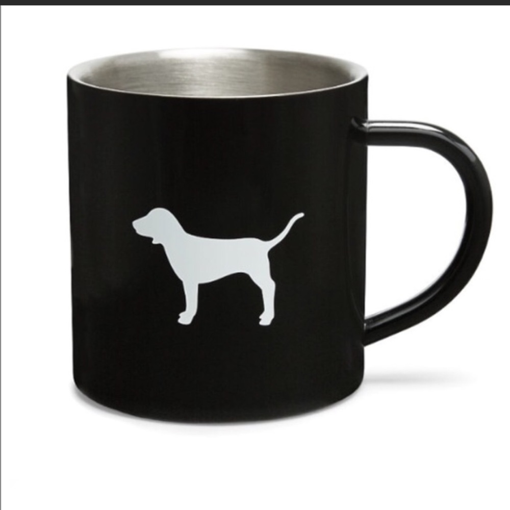 BNIP PINK Victoria's Secret black metal coffee mug