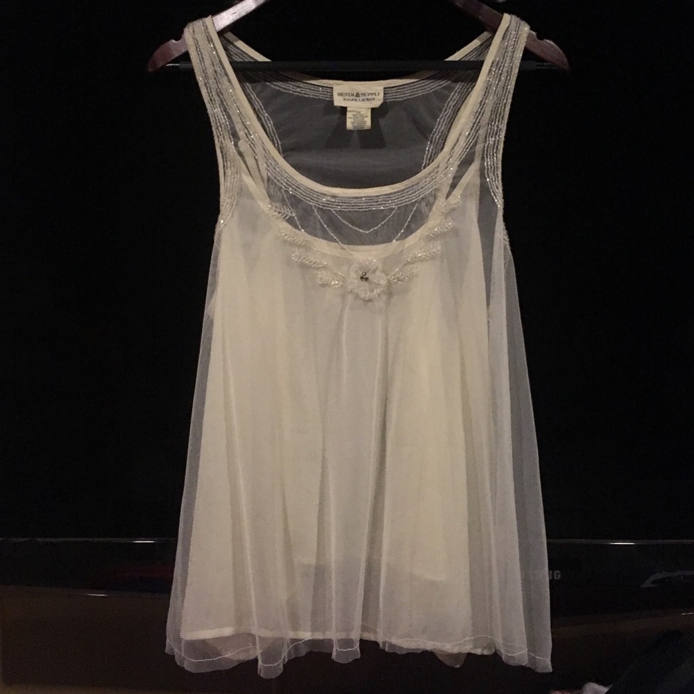 Denim & Supply Ralph Lauren White Beaded Top