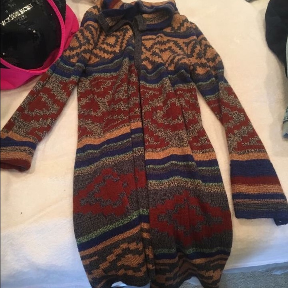 aztec long cardigan