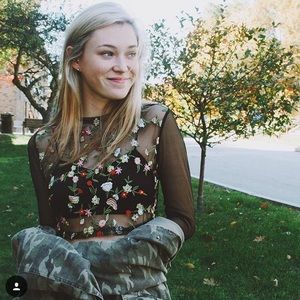 LF Mesh Floral Crop Top