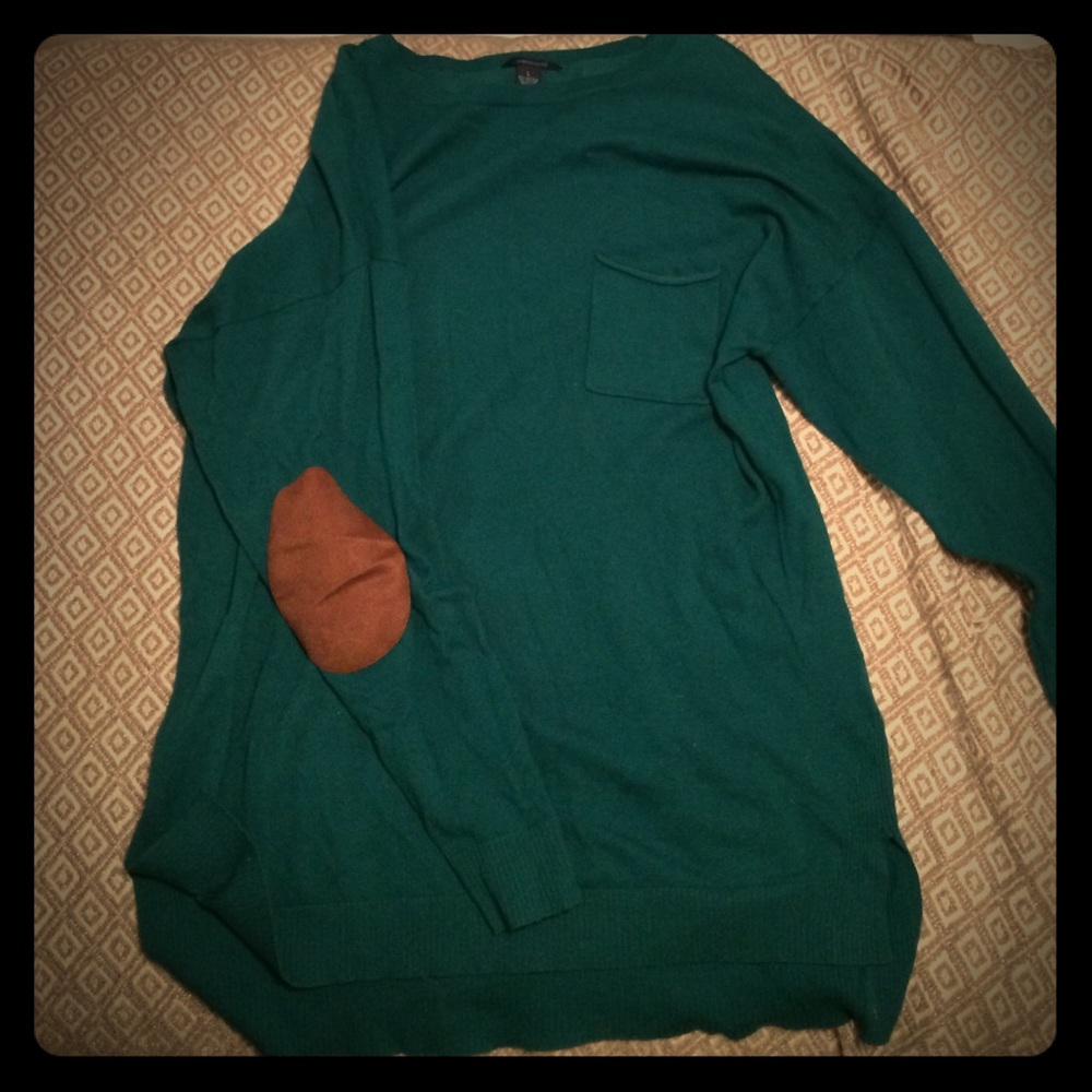 Westbound, dark green sweater with elbow patches