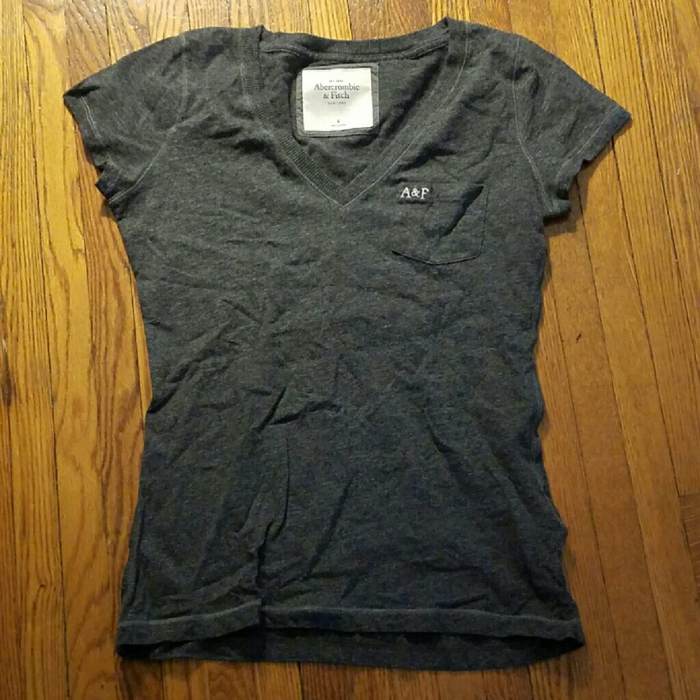 Abercrombie & Fitch V-Neck Gray T-Shirt