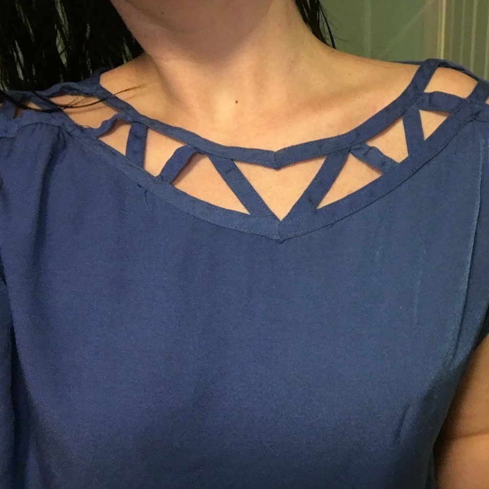 Blue cutout blouse