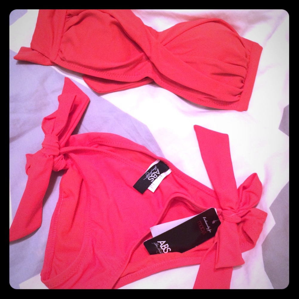 ABS poppy bright red bikini, size 4 top/6 bottom
