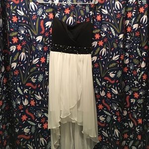 Black and white high-low dress