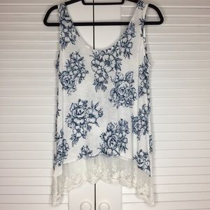 Suzy Shier Tops - NWT Suzy Shier Floral Tank w/ Lace Bottom Suzy Shier Tops - NWT Suzy Shier Floral Tank w/ Lace Bottom