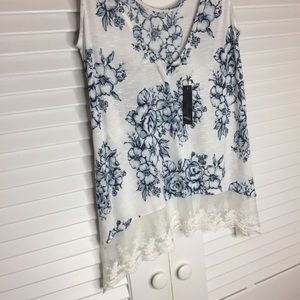 Suzy Shier Tops - NWT Suzy Shier Floral Tank w/ Lace Bottom Suzy Shier Tops - NWT Suzy Shier Floral Tank w/ Lace Bottom