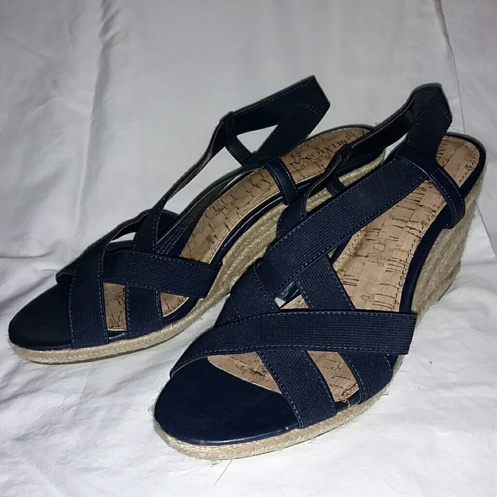 Navy Strappy Merona Wedge Sandals